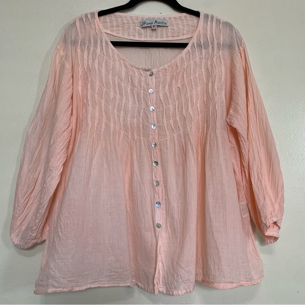 Jp And Mattie Button Down Linen Top Size M - image 3